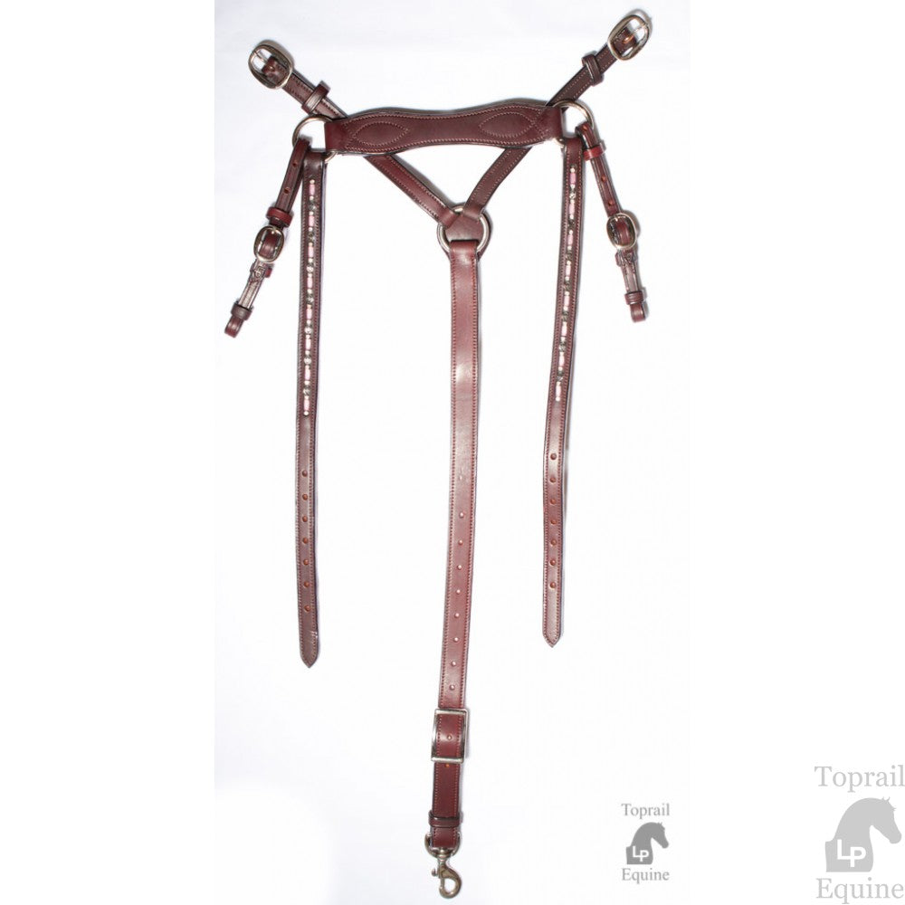 Toprail Leather Breasplate With Pink Beading