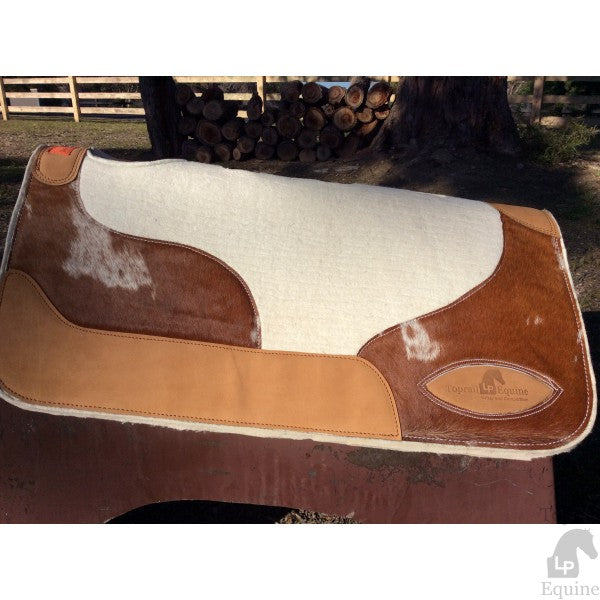 Saddle Pad - Longhorn Square White Hair On Hide Pad