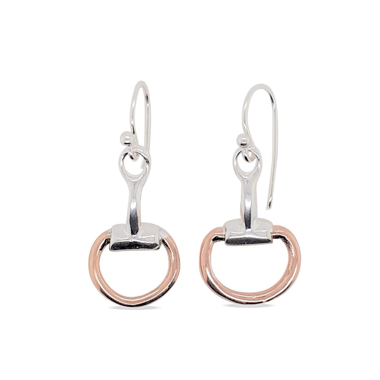 Earrings Sterling Silver And Rose Gold Plated Horse Bit