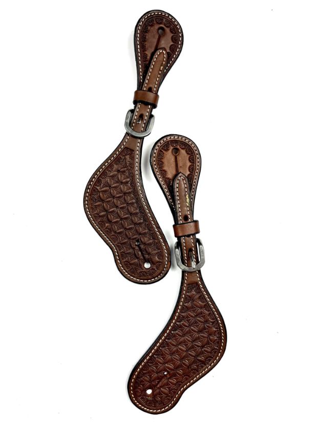 Ezy Ride Spur Strap Shaped with Weave Stamping Chocolate