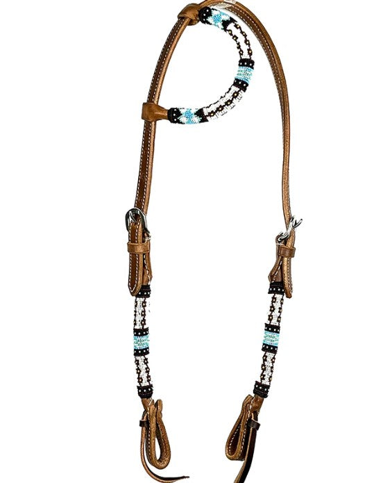 Ezy Ride Bridle One Ear with Blue Beaded Accent | Horse Supplies - bridle | Saddleworld Ipswich