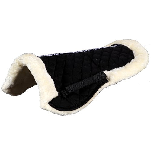 Fleece Half Numnah Black With Natural Fleece | Horse Supplies - Therapeutic Pads | Saddleworld Ipswich