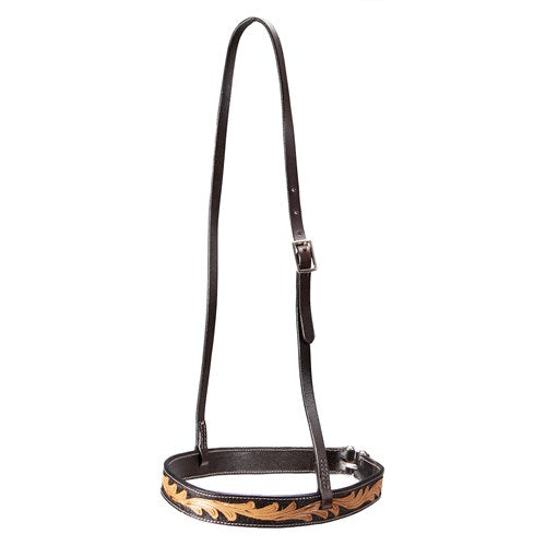 Fort Worth Tooled Leaf Noseband Two Tone | Horse Supplies - Noseband | Saddleworld Ipswich