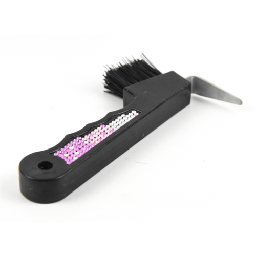Pink Crystal Hoof Pick with Brush