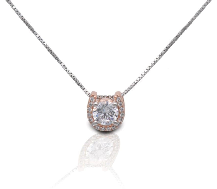 Kelly Herd Necklace Rose Gold Plated Horseshoe - Sterling Silver