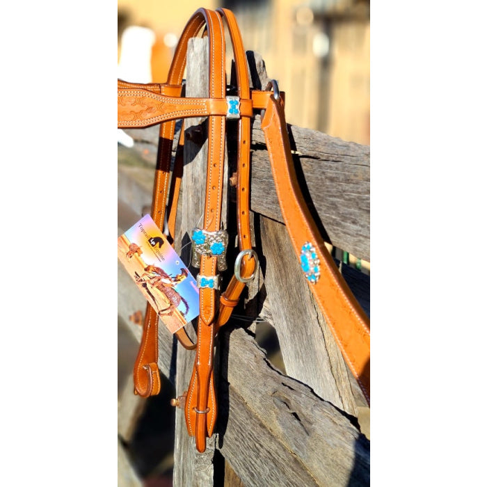 Toprail Bridle with Embossed Barbed Wire Browband