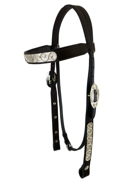 Silver Engraved Bridle with Reins