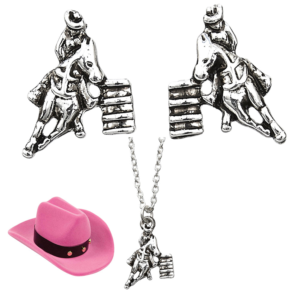 Barrel Racer Jewelry Set Earrings And Necklace