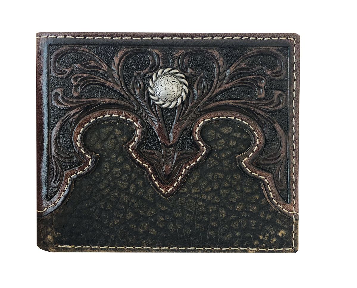 Roper Wallet - Bi-Fold Tooled Yoke Brown