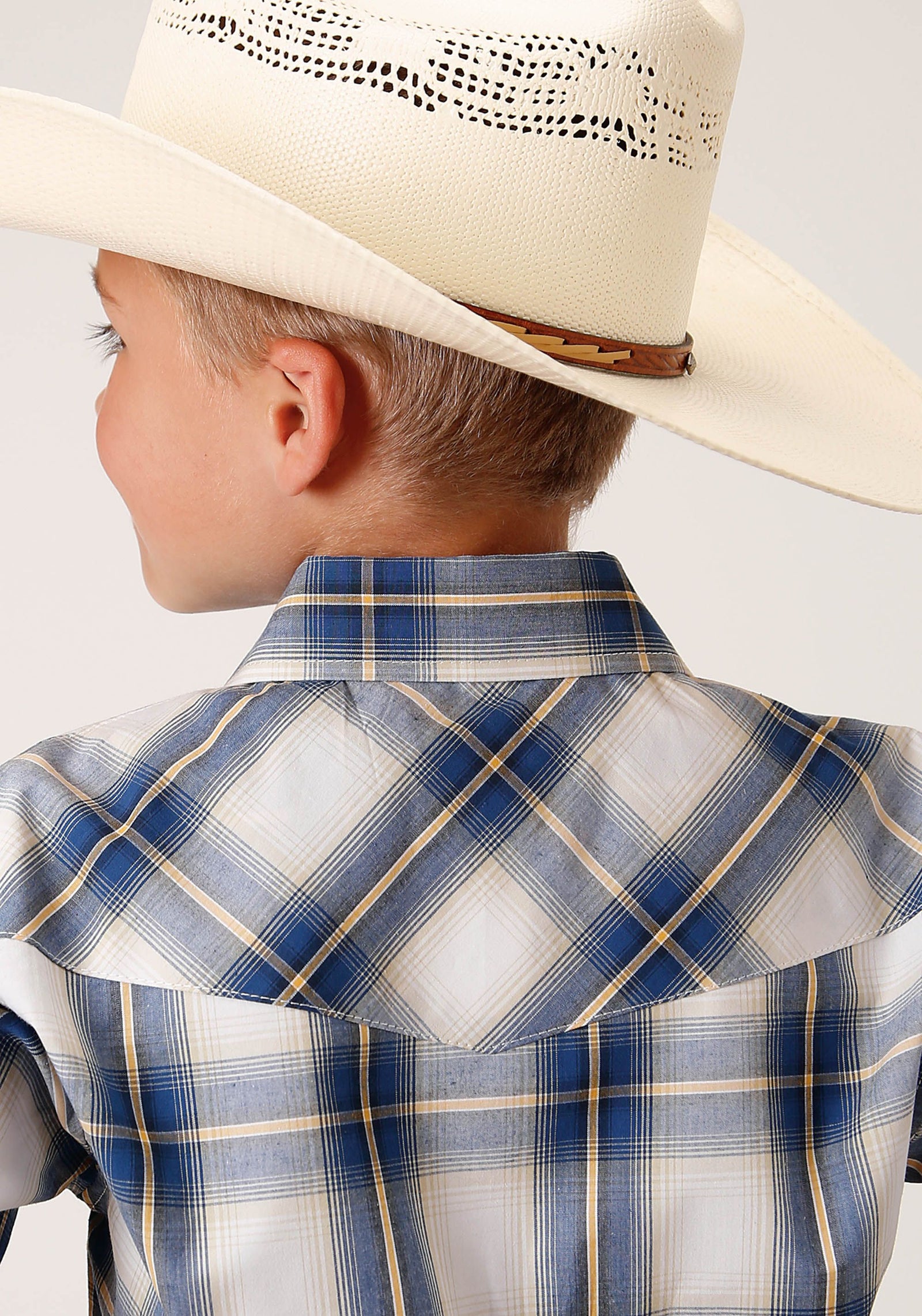 Roper Bys Amarillo Collection LS Shirt Plaid Blue - EOFY Sale