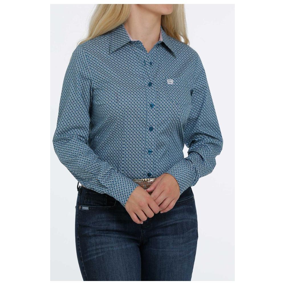 Cinch Wmns Teal Print Long Sleeve - Mothers Day Sale