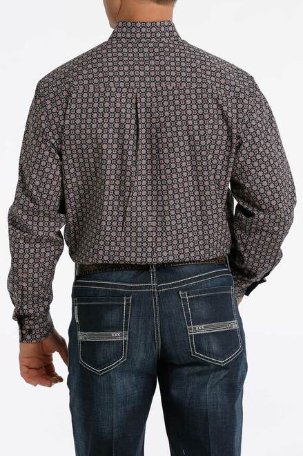 Cinch Mens Medallion Button Down Western Shirt - Black Friday Sale