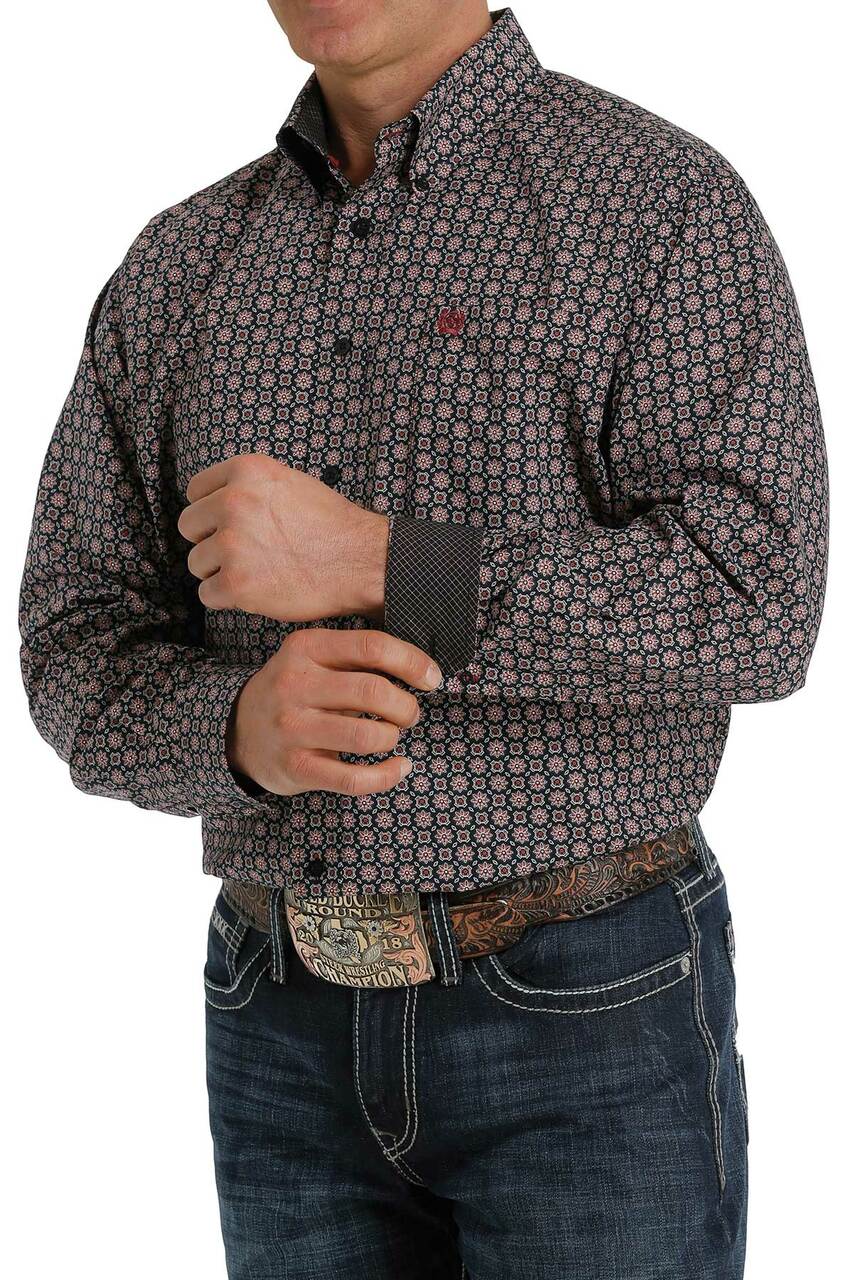 Cinch Mens Medallion Button Down Western Shirt - Black Friday Sale