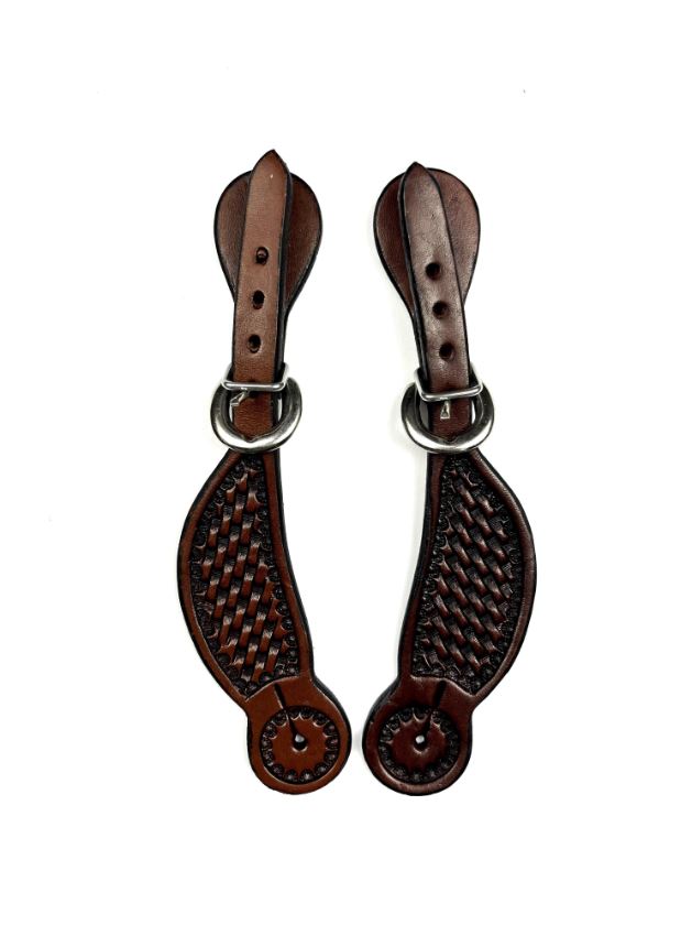 Easy Ride Spur Strap with Basket Stamped Dark Tan Youth