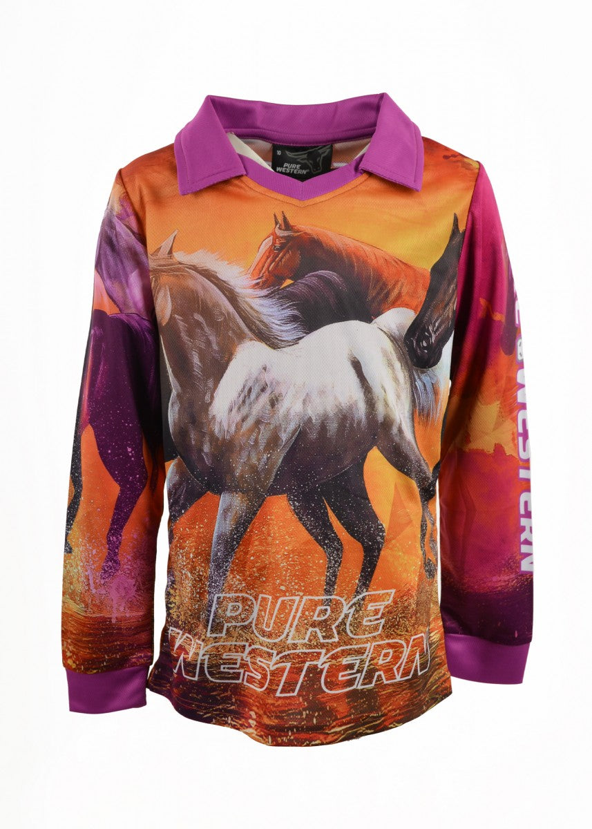 Pure Western Girls Sunset Ride Ls Top