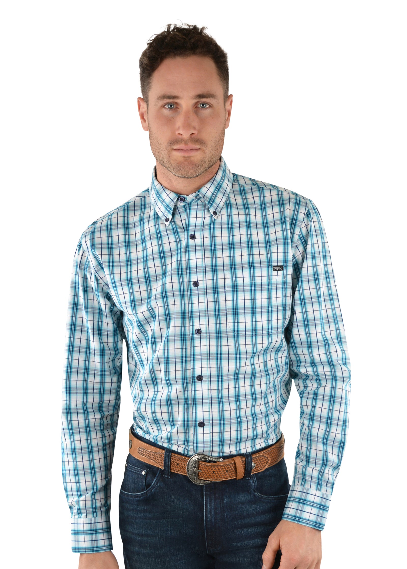 Pure Western Mens Archer Check Button LS Shirt