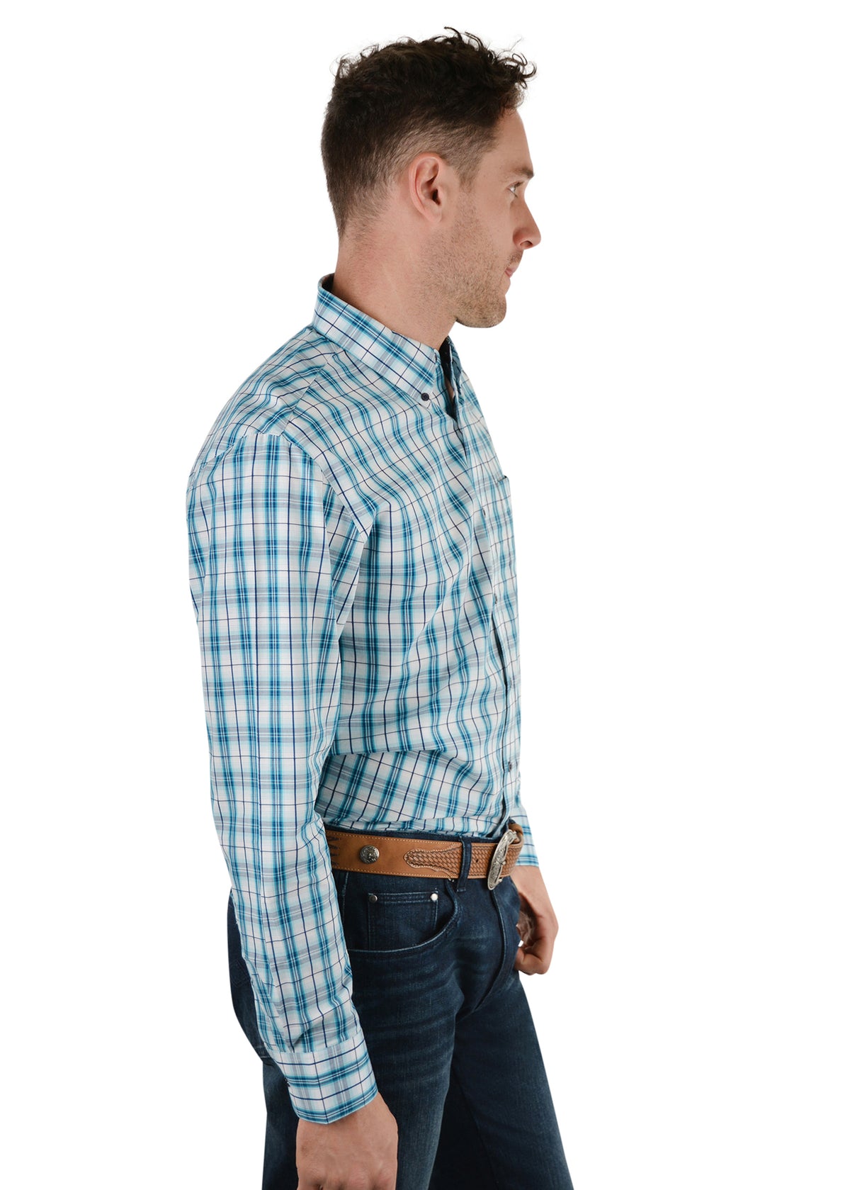 Pure Western Mens Archer Check Button LS Shirt