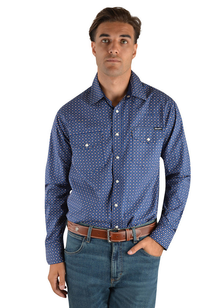 Wrangler Mens Milton Print Western LS Shirt