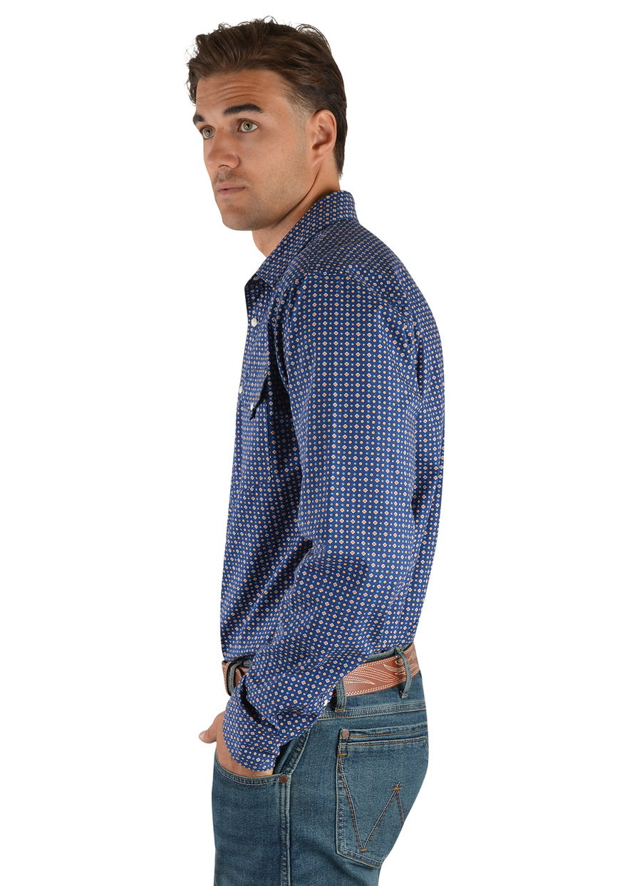 Wrangler Mens Milton Print Western LS Shirt