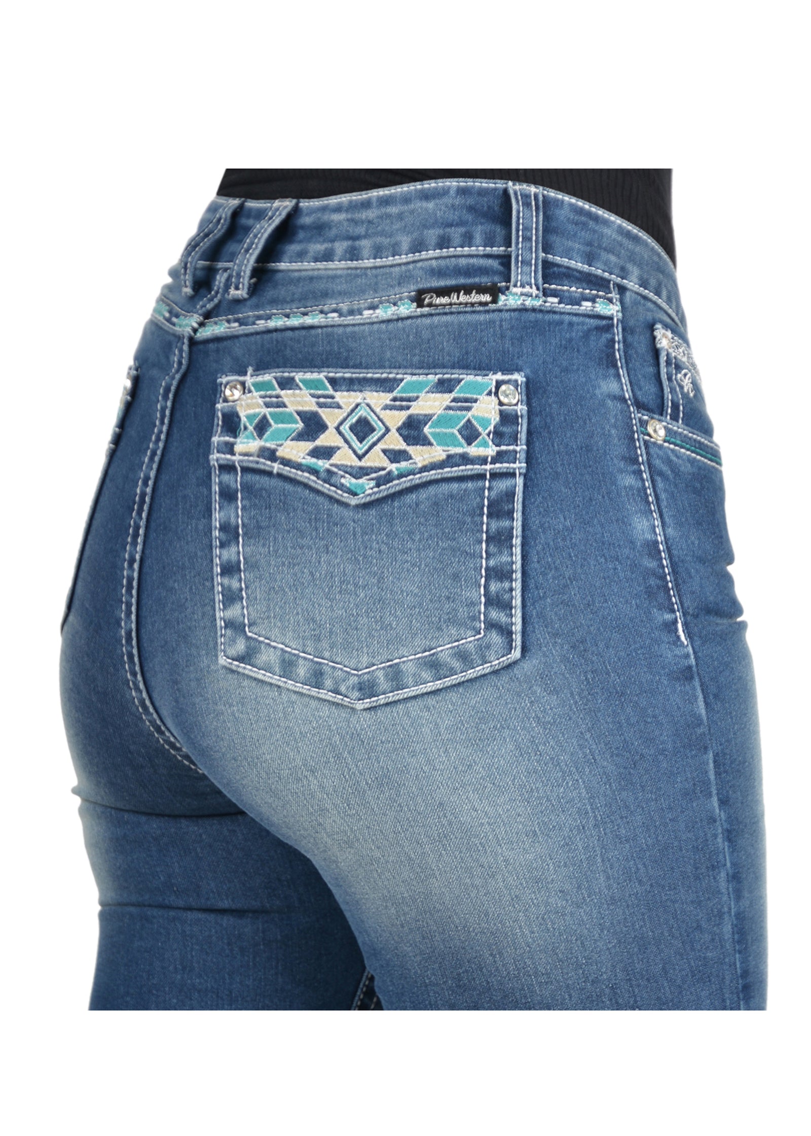Pure Western Wmns Abbi Hi-Waisted Boot Cut Jean 34 Leg