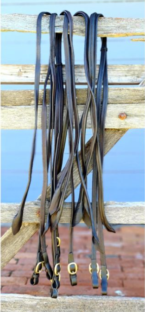 Toprail Soft Folded Leather Split Show Reins With Popper Ends