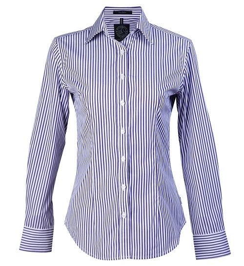 Pilbara Ladies Shirt Purple White Stripe