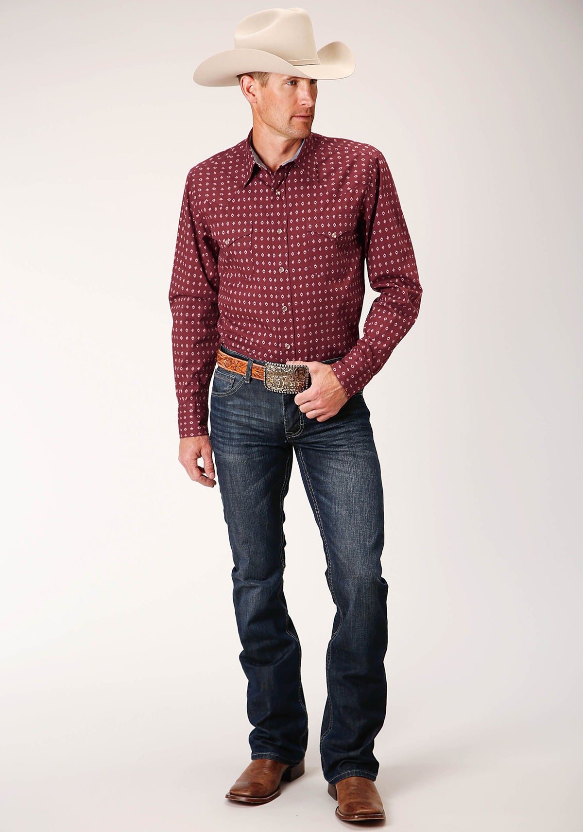 Roper Mns West Made Collection LS Shirt Print - Black Friday Sale