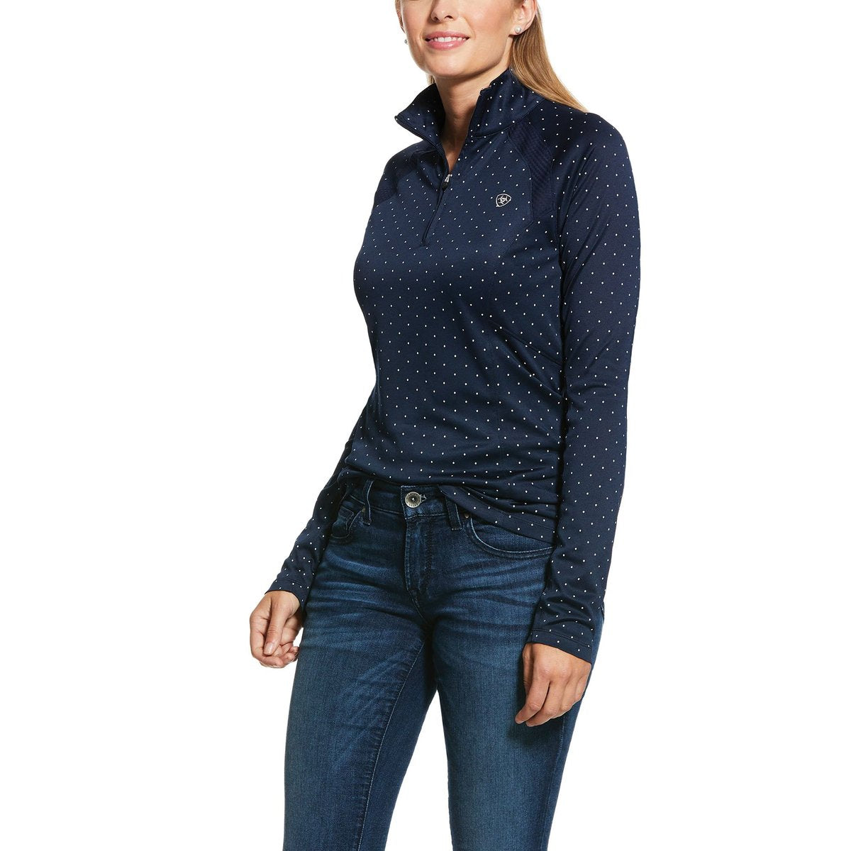 Ariat Wms Sunstopper 2.0 1/4 Zip Navy Dot