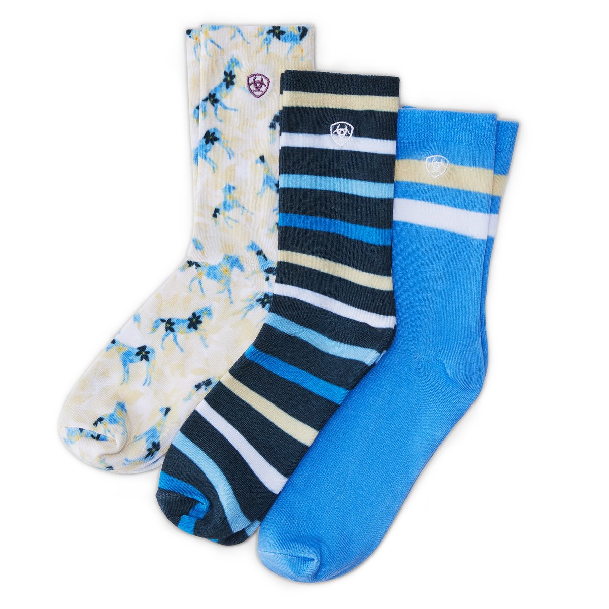 Ariat Uni Petal Ponies Crew Socks Local Honey 3 Pack