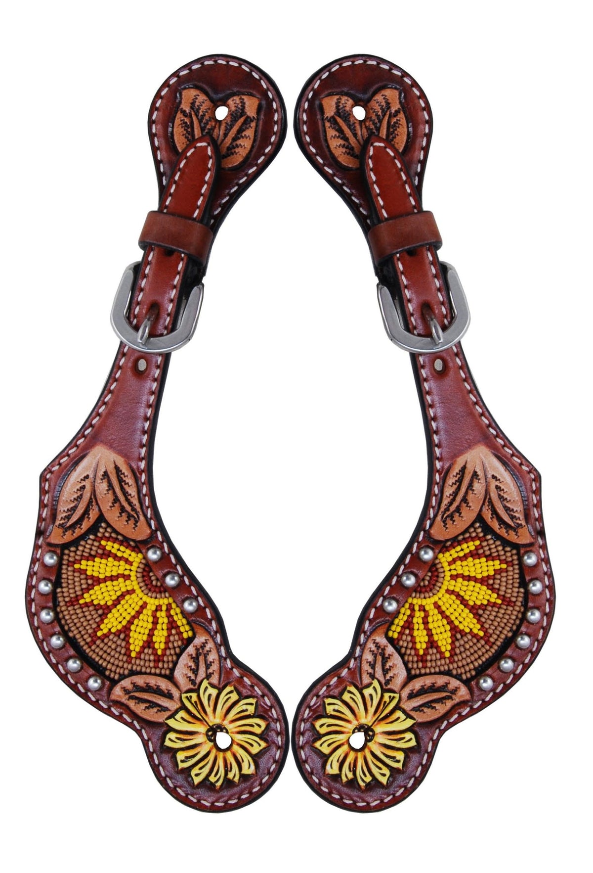 Rafter T Ranch Ladies Spur Strap with Hand Painted Sun Flower
