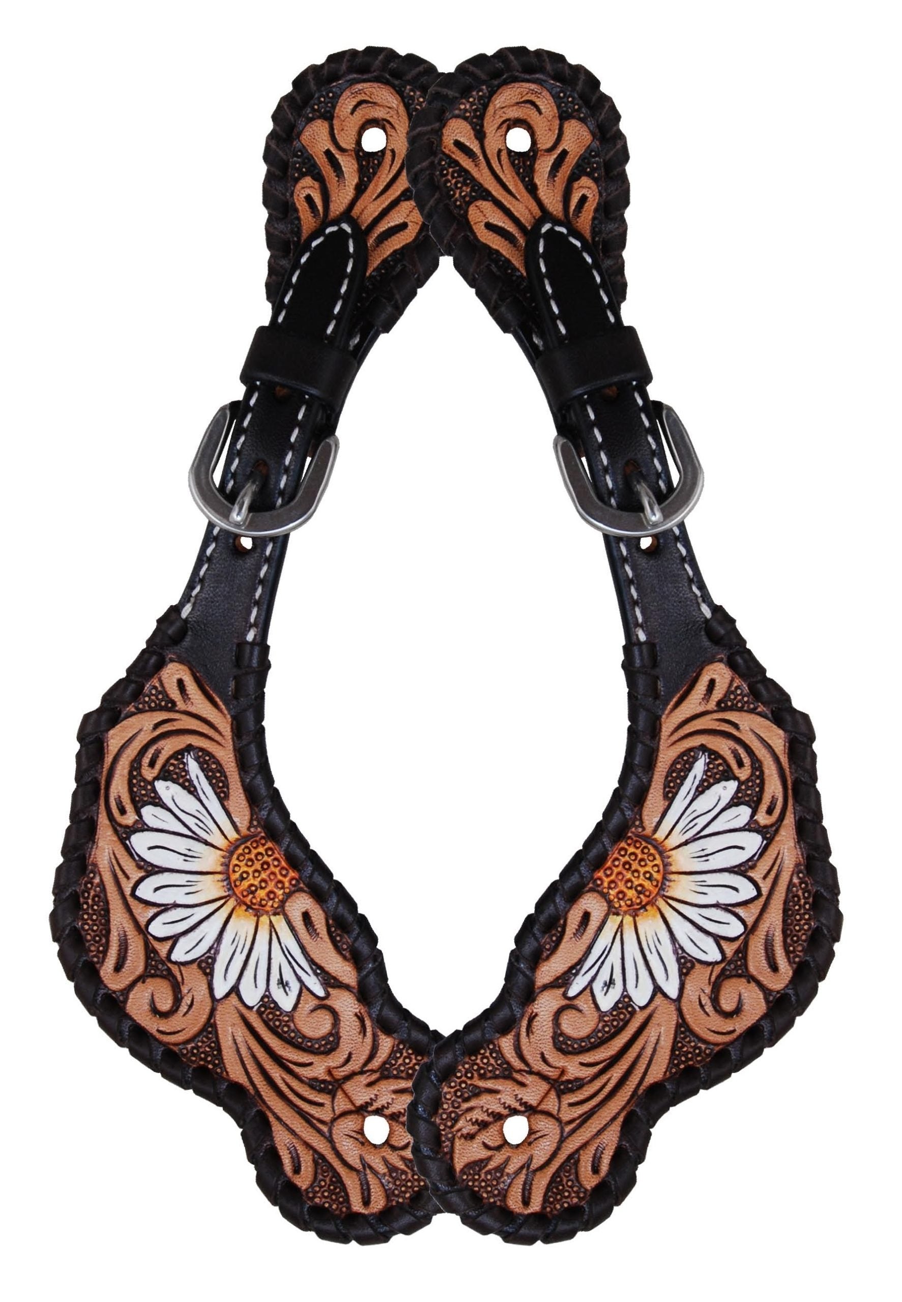 Rafter T Ranch Ladies Spur Strap with Floral Tooling