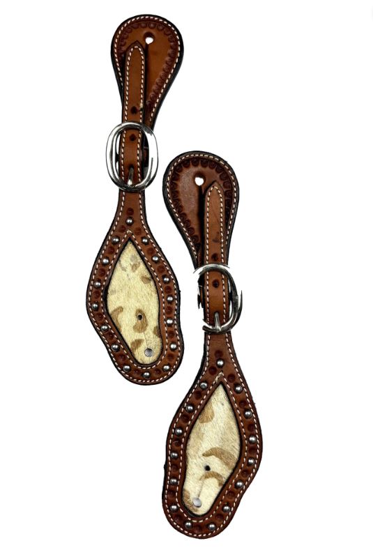 Ezy Ride Spur Strap with Cowhide Inlay and Dots Chestnut