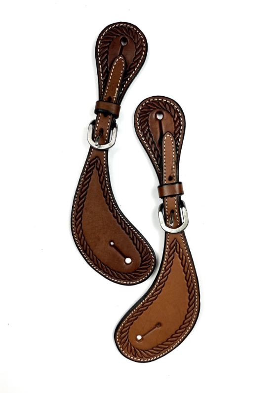 Ezy Ride Spur Strap Shaped with Rope Border Stamping Dark Tan ...
