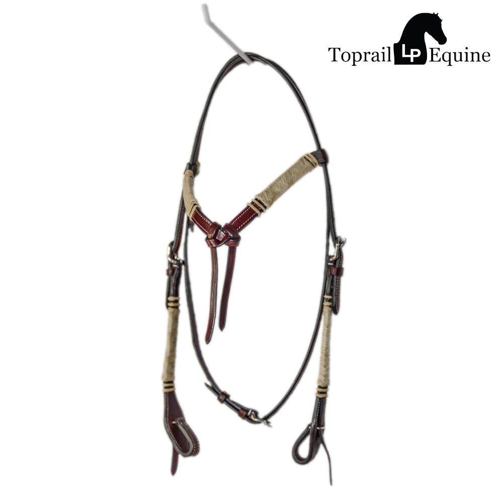 Toprail Double Stitched Futurity Knot Browband with Cheekstrap