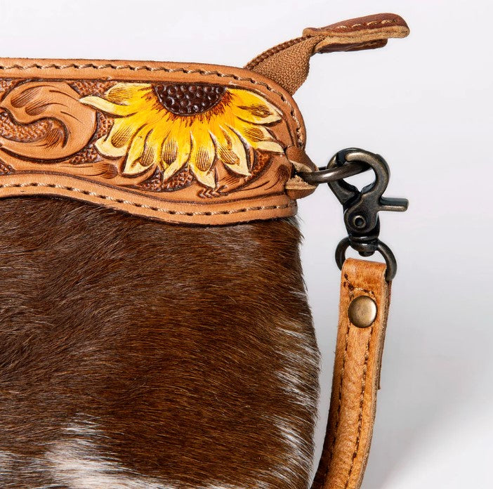 American Darling Cowhide Sunflower Clutch