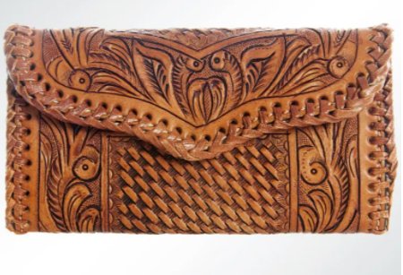 American Darling Wallet Purse Carved Leather