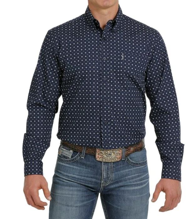 Cinch Mens Navy Printed Shirt