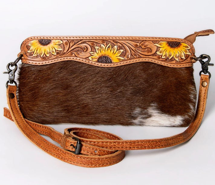 American Darling Cowhide Sunflower Clutch