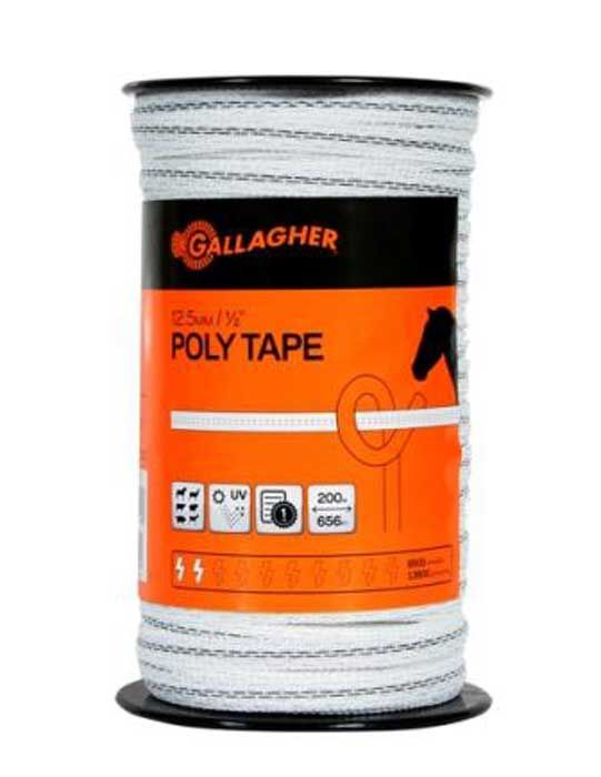 Gallagher Poly Tape White 12.5mm 200m
