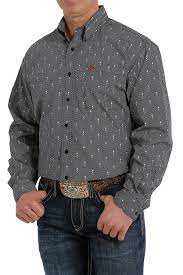 Cinch Mens Geometric LS Shirt - Black Friday Sale