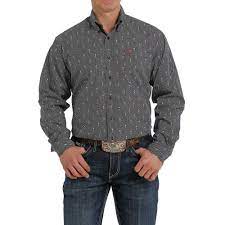 Cinch Mens Geometric LS Shirt - Black Friday Sale