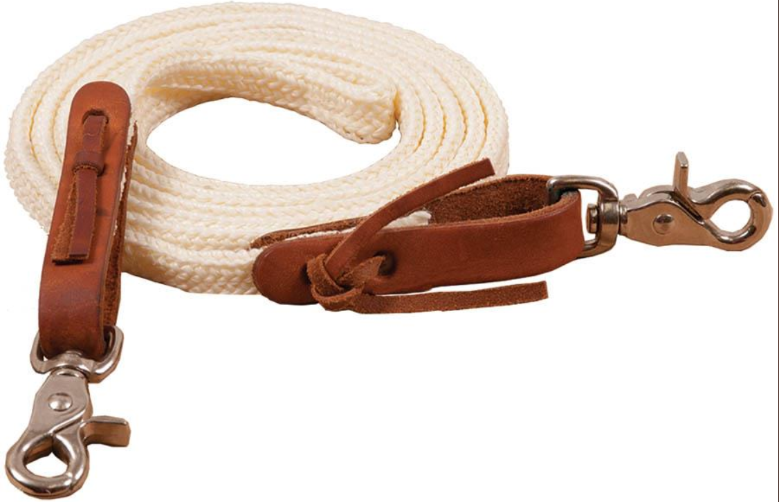Ezy Ride Roping Rein - Flat Braided Poly 1in x 8ft Natural