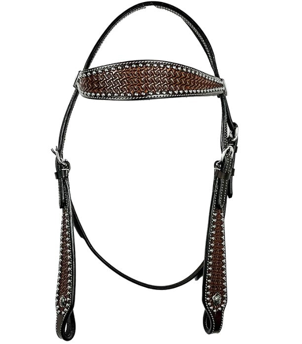 Ezy Ride Bridle Shaped Brow with Dots and Stamping Dark Brown