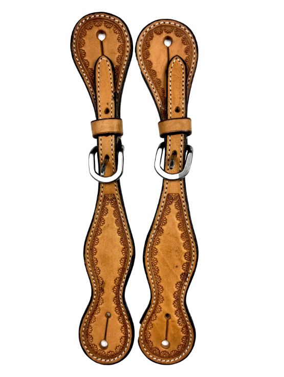 Ezy Ride Spur Strap with Small Flower Border Stamping and Stitching