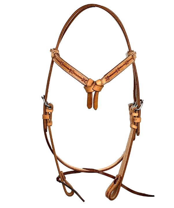 Ezy Ride Bridle with Futurity Knot and Barbwire Stamping Natural