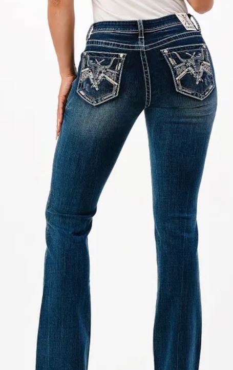 Grace in LA Cowhead Embroidered Jeans