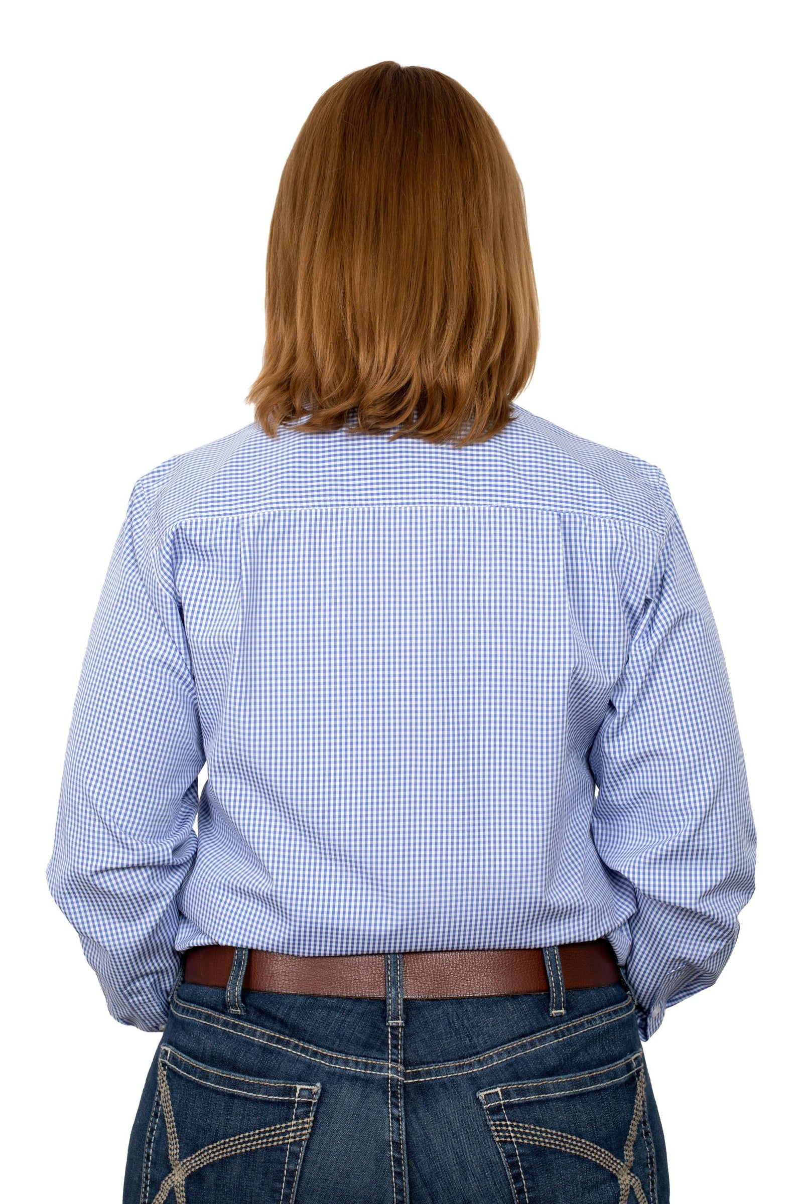 Just Country Wmns Abbey Full Button Print Workshirt Cornflower/White Mini Check