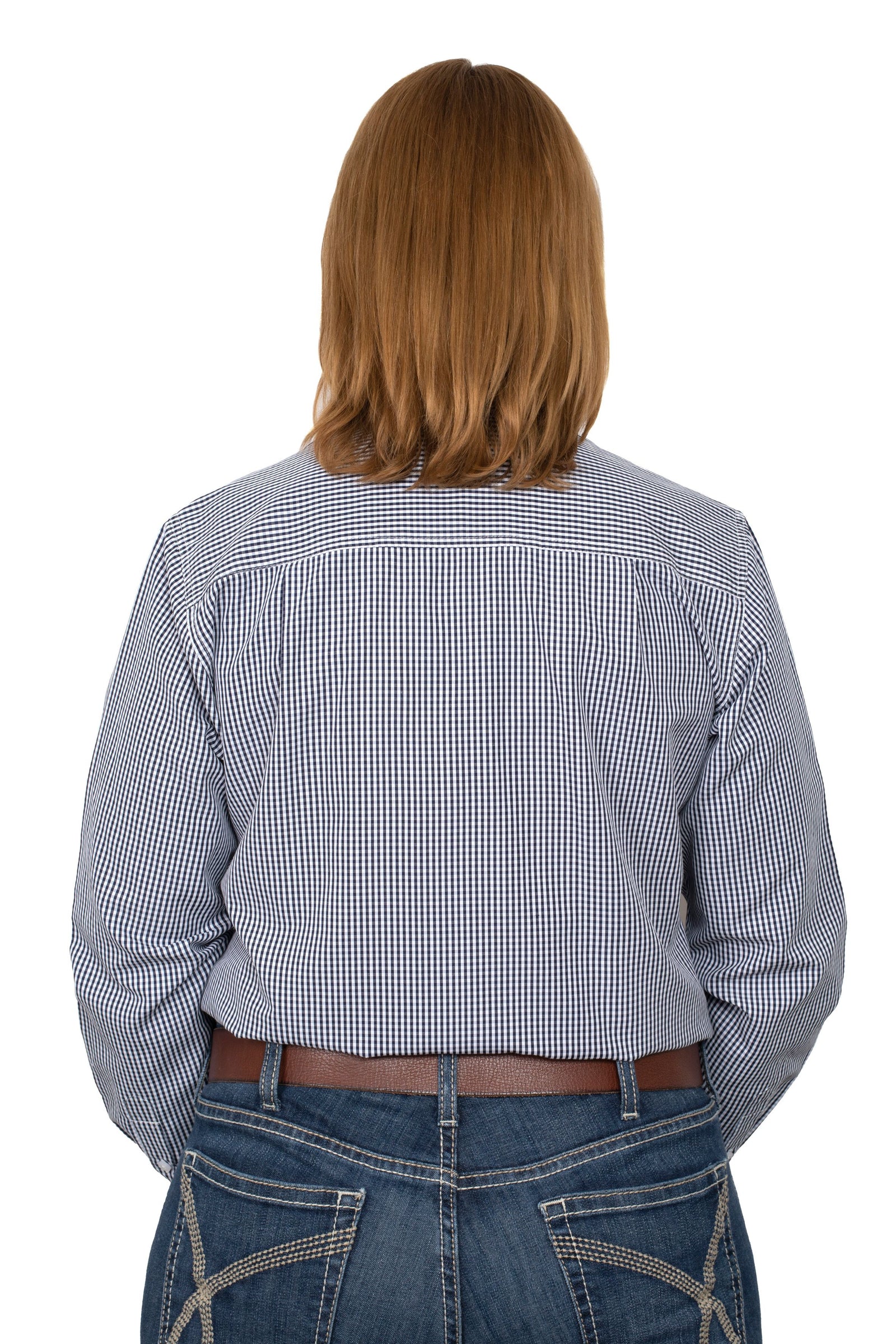 Just Country Wmns Abbey Full Button Print Workshirt Navy/White Mini Check