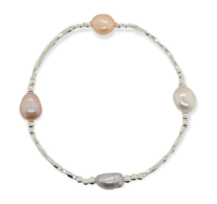Bracelet Sterling Silver and Pearl Stretch