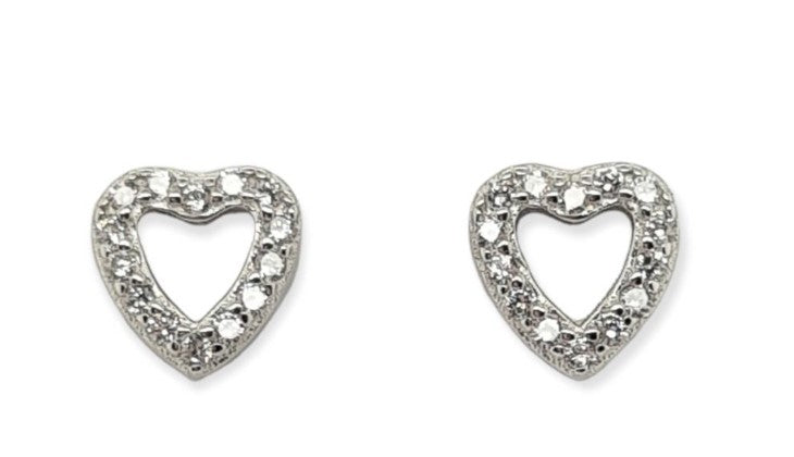 Studs S/S &amp; CZ Open Heart